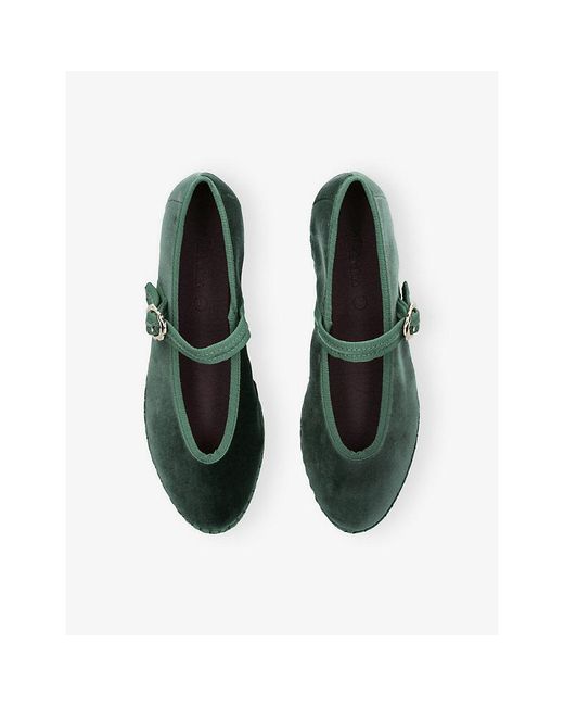 Flabelus Green Pierre Velvet Ballet Flats