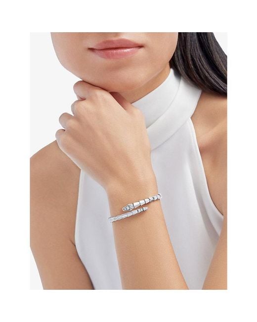 BVLGARI Metallic Serpenti Viper 18Ct- And 0.47Ct Diamond Bracelet