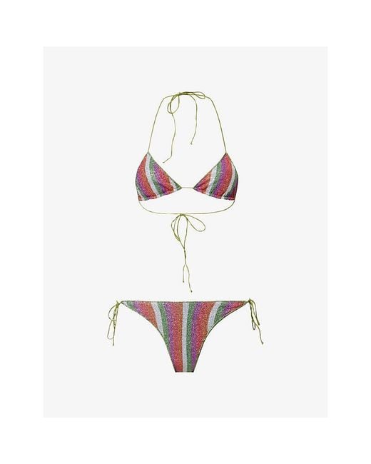Oseree White Lolita Metallic Bikini Set