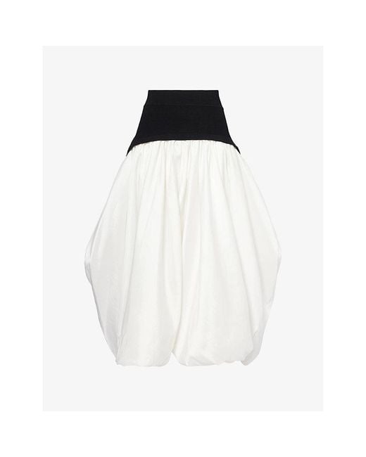 Jonathan Simkhai Black Corinn Puffball Stretch-Woven Midi Skirt