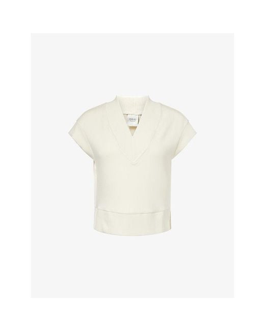 Varley White Gracee Doublesoft V-Neck Woven Top