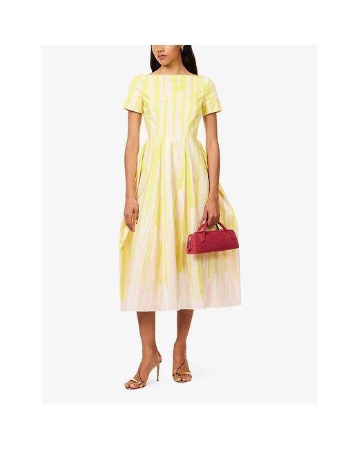 Roksanda Yellow Vaela Stripe Cotton Midi Dress