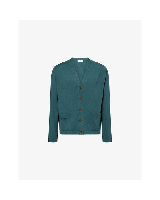 Vivienne Westwood Green Alex Orb-Embroidered Cotton-Blend Cardigan for men