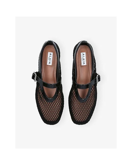Alaïa Black Fishnet Suede Espadrille