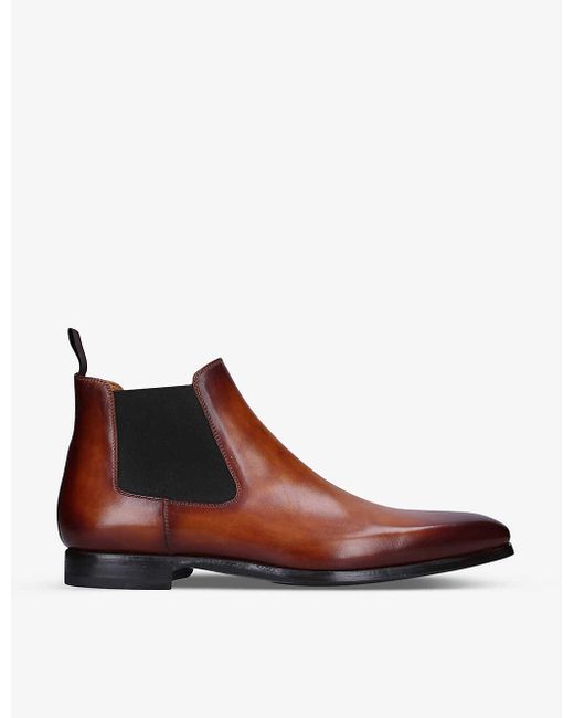 Magnanni Shoes Brown Shaw Leather Chelsea Boots for men