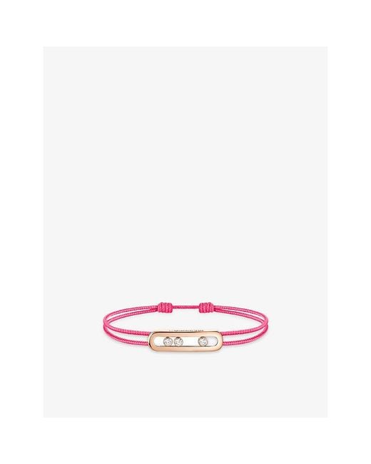 Messika Pink Care(S) 18Ct Rose And 0.09Ct Diamond Cord Bracelet