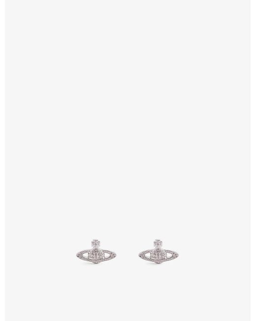 Vivienne Westwood White Mini Bas Relief Platinum-plated Brass Stud Earrings