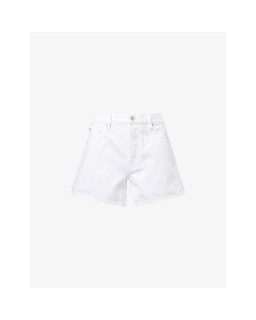 FRAME White The Long Hang Denim Shorts