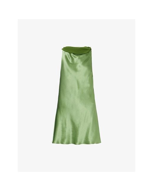 Reformation Green Jonelle Low-Back Silk Mini Dress