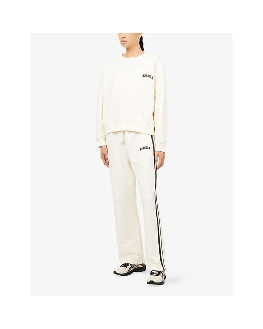 ADANOLA Natural Varsity Loose-Fit Cotton-Jersey Jogging Bottoms