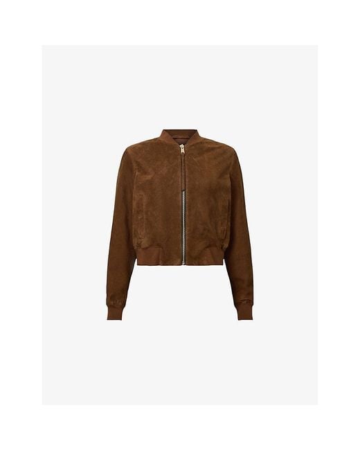 AllSaints Brown Orten Suede Bomber Jacket