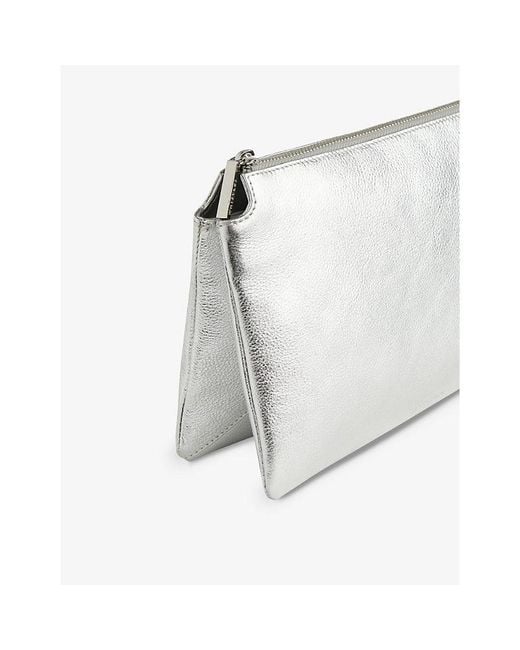 Whistles White Elita Metallic Leather Clutch Bag