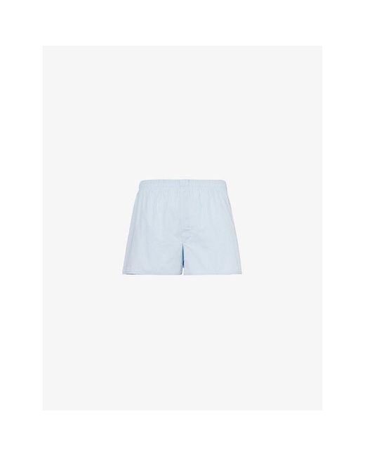 Sunspel Blue Classic Cotton Boxer Shorts for men