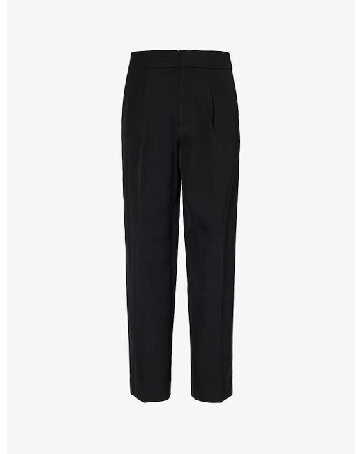 Fear Of God Black Brand-patch Relaxed-fit Wool And Cotton-blend Trousers for men