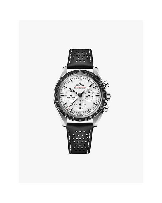 Omega White 310.32.42.50.04.002 Speedmaster Moonwatch Professional Steel And Leather Manual Chronograph Watch for men