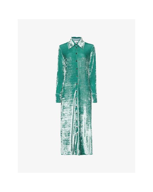 Jil Sander Green Velvet-textured Regular-fit Stretch-woven Midi Dress