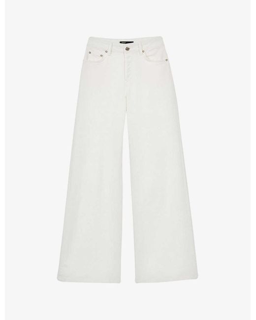 Maje Wide-leg High-rise Jeans in White | Lyst