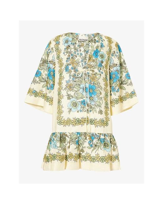 ALÉMAIS Multicolor Sophia Printed Linen Mini Dress