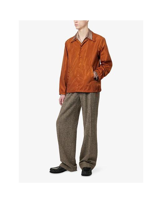 Dries Van Noten Brown Vorries Collared Woven Jacket for men