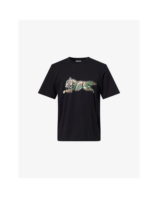 ICECREAM Black Camo Running Dog Cotton T-Shirt for men