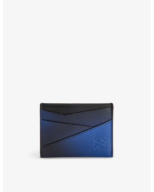 Loewe Blue Puzzle Edge Brand-debossed Leather Card Holder for men