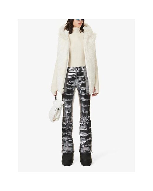 Perfect Moment Gray Talia Quilted Straight-leg Mid-rise Shell Ski Trousers