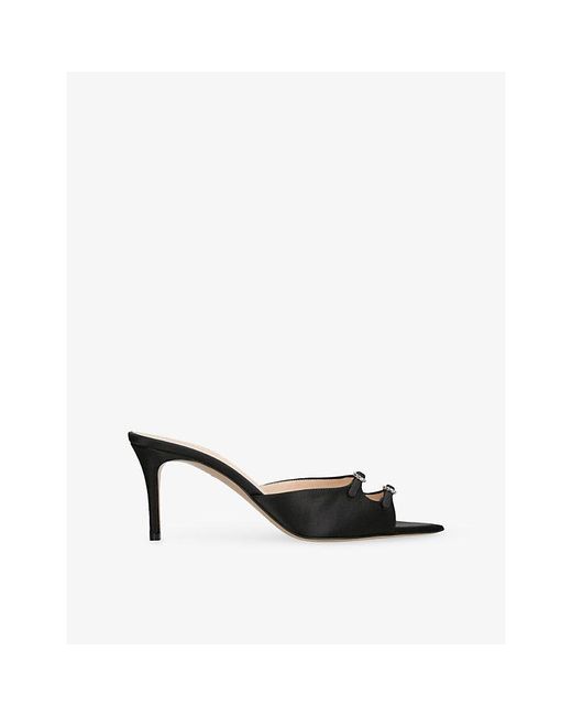 Andrea Wazen Black Carol 75 Satin Heeled Mules