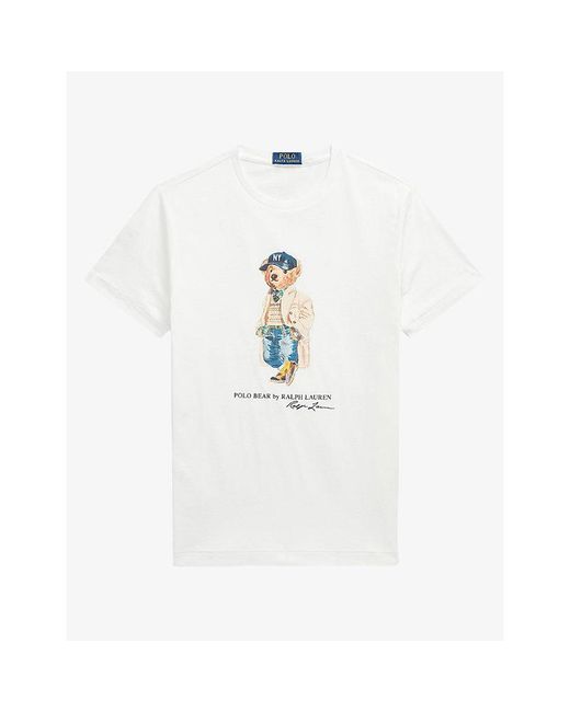 Polo Ralph Lauren White Polo Bear Print Cotton T-Shirt for men