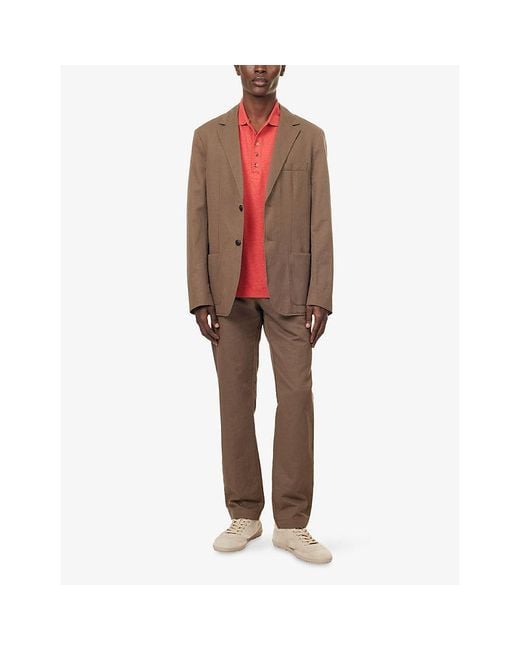 Paul Smith Red Short-Sleeve Linen Polo Shirt for men