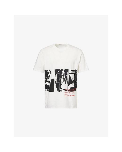 Givenchy White Graphic-Print Crewneck Cotton T-Shirt for men