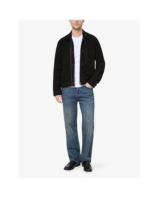 The Kooples Black Collared Zip-Up Leather Jacket for men