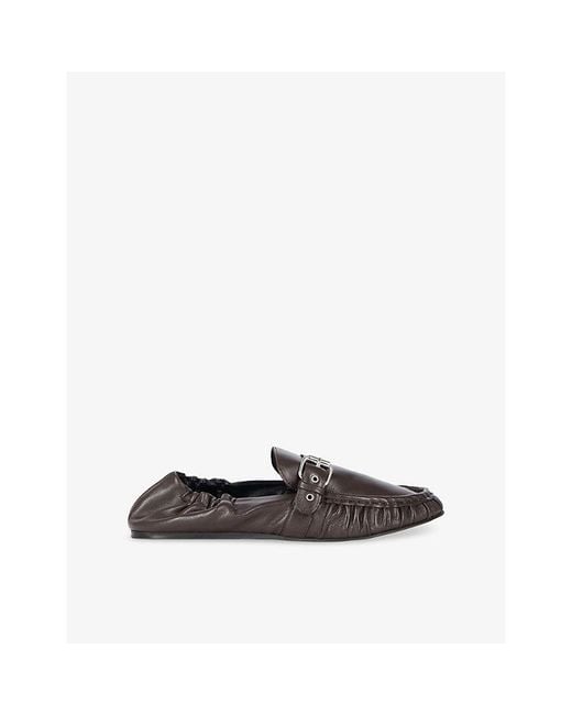 The Kooples Brown Buckle-Detail Leather Loafers