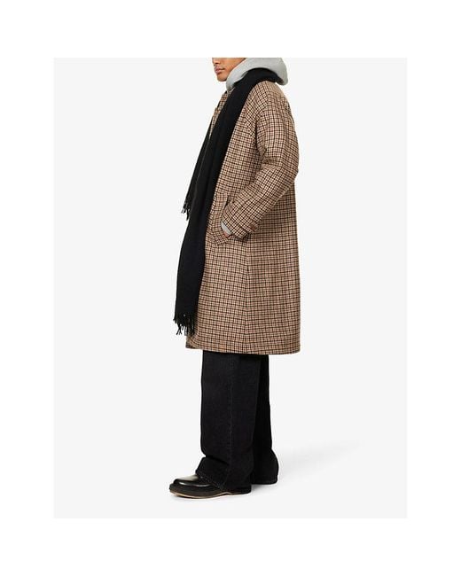 Nudie Jeans Corey Checked Relaxed-fit Wool-blend Coat in Brown for Men |  Lyst