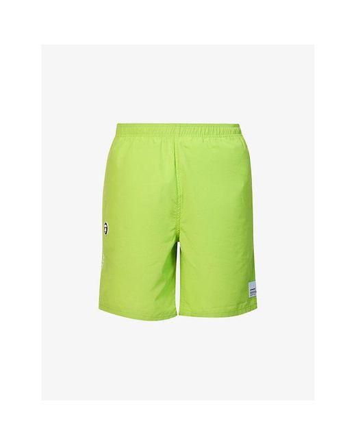 Aape One Point Brand-embroidered Cotton-blend Shorts in Green for Men | Lyst