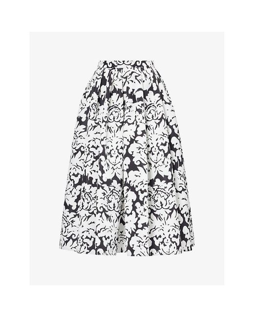 Alexander McQueen White Graphic-print Woven Midi Skirt