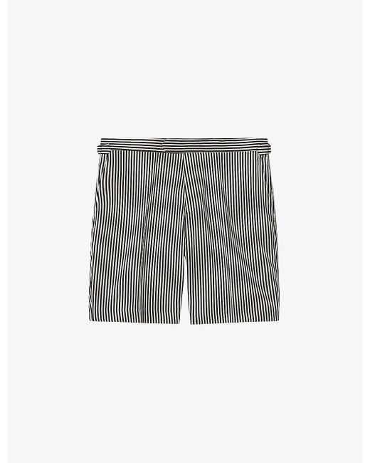 Reiss Gray Stream Stripe-pattern Stretch Woven-blend Shorts for men
