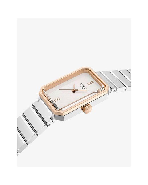 Tissot Metallic Rectangular Silver Stainless Steel Watch 21.8mm