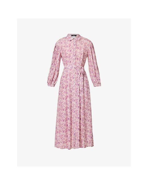 Weekend by Maxmara Pink Vela Floral-print Silk Midi Dress
