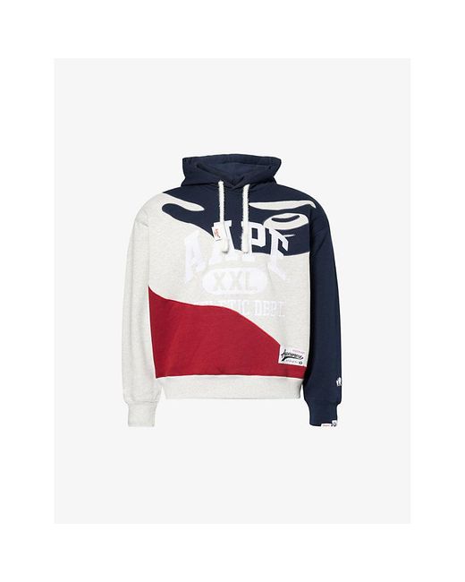 Aape Red College Contrast-panel Cotton-blend Hoody for men