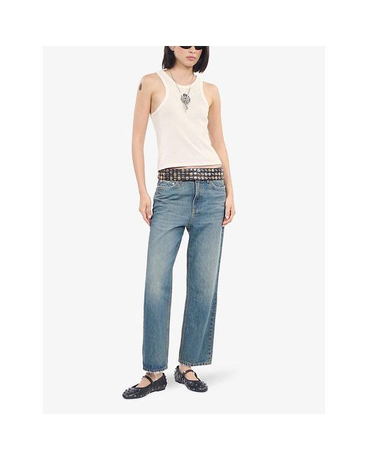 The Kooples Blue Straight-Cut Relaxed-Fit High-Rise Denim Jeans