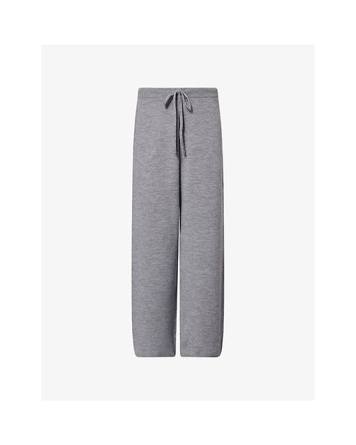 Sisters & Seekers Gray Wide-Leg Relaxed-Fit Knitted Trousers