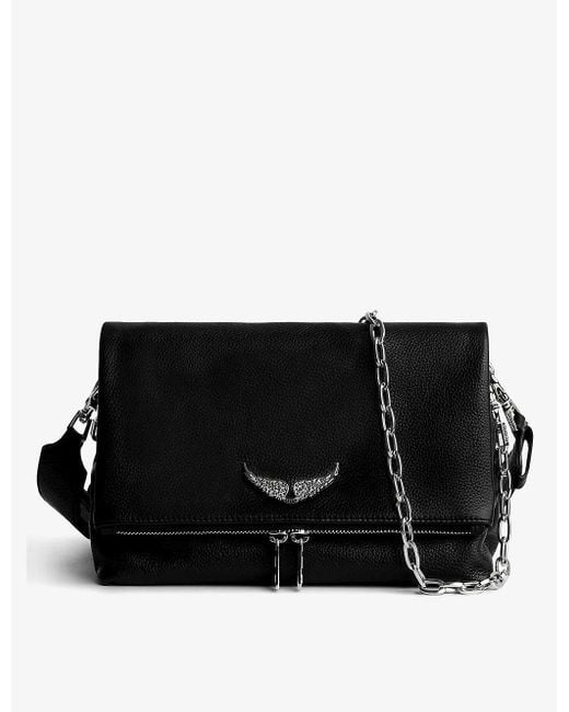 Zadig & Voltaire Rocky Swing Your Wings Leather Clutch Bag in Black | Lyst