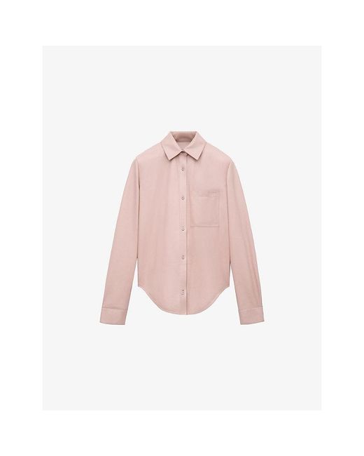 Loewe Pink X Paula's Ibiza Long-Sleeve Brand-Embossed Leather Shirt