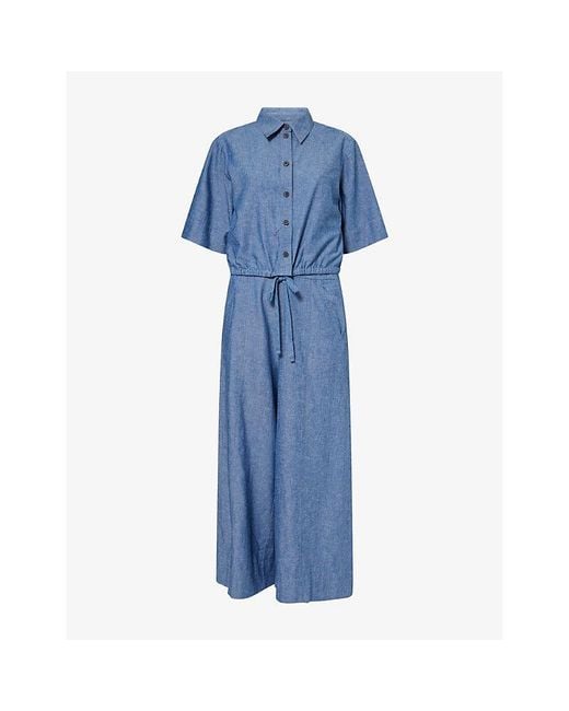 ME+EM Blue Two-In-One Wide-Leg Denim Jumpsuit