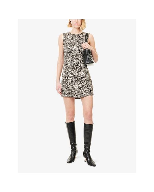RIXO London Katrin Sleeveless Woven Mini Dress in Brown | Lyst