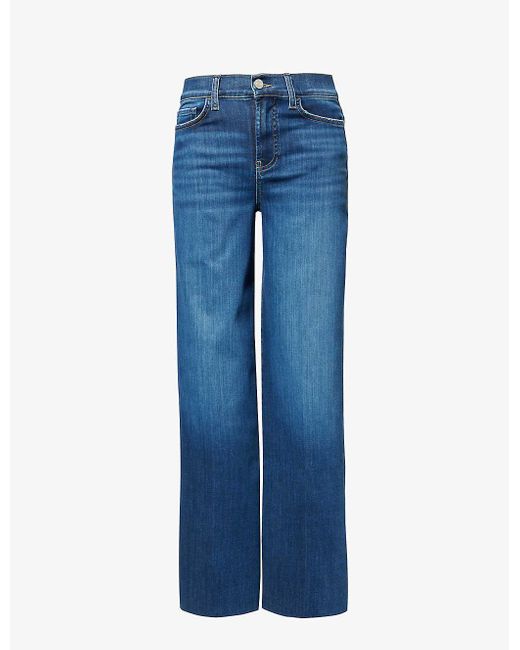 FRAME Blue Le Slim High-rise Wide-leg Regular-fit Stretch-denim Jeans