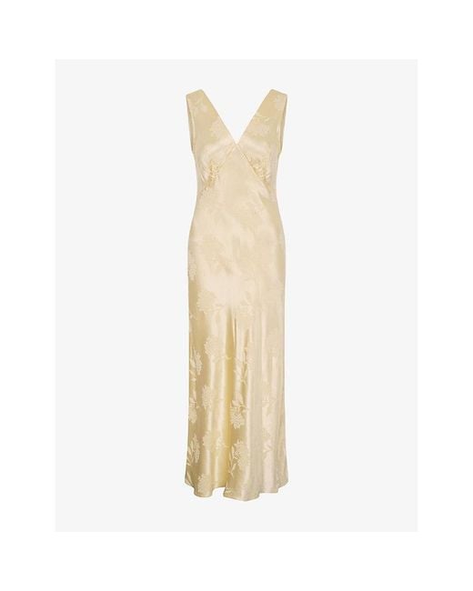OMNES Metallic Iris Floral Jacquard Woven Maxi Dress