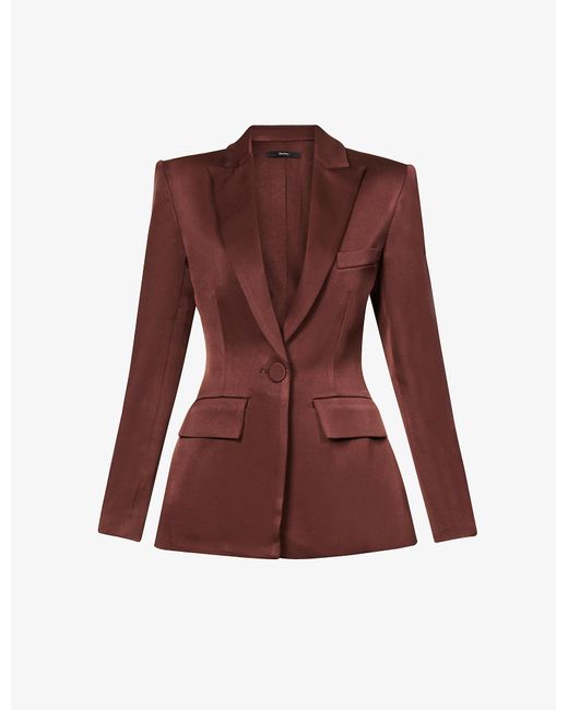 Alex Perry Manon Fitted Satin Blazer in Chocolate (Brown) | Lyst
