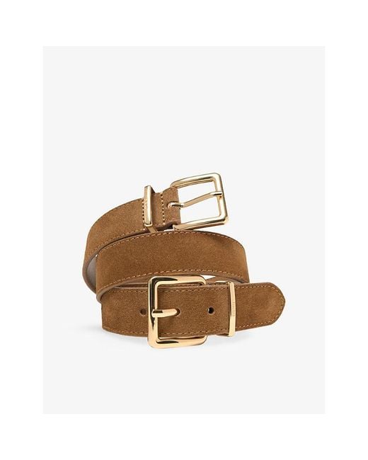 Maje Natural Double Buckle Suede Belt