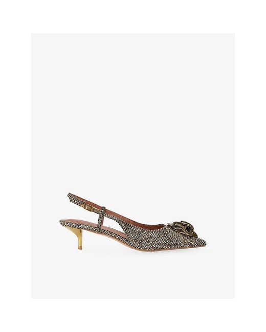 Kurt Geiger Metallic Belsize 40 Woven Heeled Slingbacks